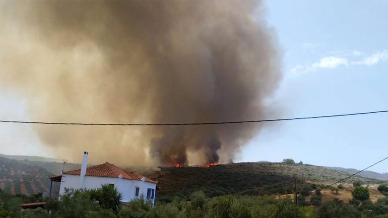 Ανεξέλεγκτη η φωτιά στο Βασιλίτσι Μεσσηνίας: Οι φλόγες έφτασαν στα σπίτια